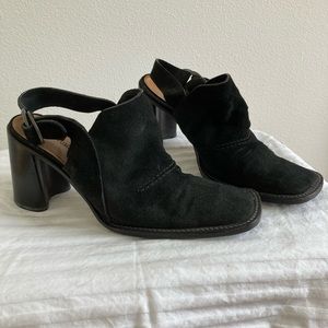 COSTUME NATIONAL BLACK SUEDE SLING BACKS SIZE 39.5 EU       9.5 US